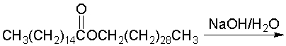 Predict the products when triacontyl hexadecanoate, a major component of beeswax is treated with aqueous NaOH.           A)  I B)  II C)  III D)  IV E)  none of these