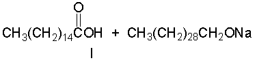 Predict the products when triacontyl hexadecanoate, a major component of beeswax is treated with aqueous NaOH.           A)  I B)  II C)  III D)  IV E)  none of these