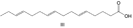 Which of the following fatty acids are most likely to occur in a natural source?           A)  I and III B)  I, III and IV C)  II and V D)  IV and V E)  I, III, IV and V