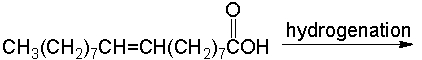 Which one of the following fatty acids is produced when oleic acid is hydrogenated?   A)  palmitic acid B)  lauric acid C)  myrsitic acid D)  arachidic acid E)  stearic acid
