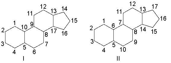 Which of the following is a correct numbering of the steroid nucleus?     A)  I B)  II C)  III D)  IV E)  none of these
