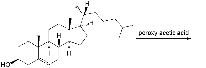 Predict the major product when cholesterol is treated with peroxy acetic acid.  