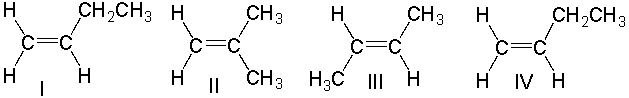 Which one of the following monomers will produce polyisobutylene?   A)  I B)  II C)  III D)  IV E)  none of these