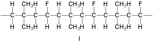 Which of the following is a region of a random copolymer constructed from isobutylene and vinyl fluoride?         A)  I B)  II C)  III D)  IV E)  none of these