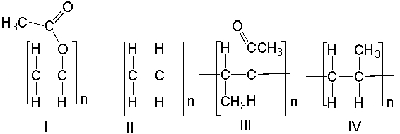 Which of the following polymers would be best prepared using anionic polymerization?   A)  I B)  II C)  III D)  IV E)  none of these