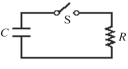 For the circuit shown in the figure, C = 12 µF and R = 8.5 MΩ. Initially the switch S is open with the capacitor charged to a voltage of 80 V. The switch is then closed at time t = 0.00 s. What is the charge on the capacitor, when the current in the circuit is 3.3 µA?   A)  350 µC B)  340 µC C)  480 µC D)  620 µC E)  700 µC
