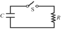 For the circuit shown in the figure, C = 13 µF and R = 7.6 MΩ. Initially the switch S is open with the capacitor charged to a voltage of 80 V. The switch is then closed at time t = 0.00 s. What is the charge on the capacitor 40 s after closing the switch?   A)  3300 µC B)  3100 µC C)  2900 µC D)  2700 µC E)  2500 µC