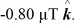 A point charge Q moves on the x-axis in the positive direction with a speed of 370 m/s. A point P is on the y-axis at y = +80 mm. The magnetic field produced at point P, as the charge moves through the origin, is equal to   When the charge is at   What is the magnitude of the magnetic field at point P? (μ<sub>0</sub> = 4π × 10<sup>-7</sup> T ∙ m/A)  A)  0.57 μT B)  0.74 μT C)  0.92 μT D)  1.1 μT E)  1.3 μT