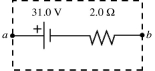 The emf and the internal resistance of a battery are as shown in the figure. When the terminal voltage V<sub>ab</sub> is equal to 17.4 V, what is the current through the battery, including its direction?   A)  6.8 A, from b to a B)  8.7 A, from b to a C)  6.8 A, from a to b D)  8.7 A, from a to b E)  16 A, from b to a