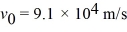 A uniform magnetic field of magnitude 0.80 T in the negative z-direction is present in a region of space,as shown in the figure.A uniform electric field is also present.An electron that is projected with an initial velocity   in the positive x-direction passes through the region without deflection.What is the electric field vector in the region?   A) -73 kV/m   B) +73 kV/m   C) +110 kV/m   D) +110 kV/m   E) -110 kV/m  
