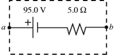 The emf and the internal resistance of a battery are as shown in the figure.If a current of 8.3 A is drawn from the battery when a resistor R is connected across the terminals ab of the battery,what is the power dissipated by the resistor R?   A) 440 W B) 700 W C) 620 W D) 530 W E) 790 W