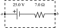 The emf and the internal resistance of a battery are shown in the figure.If a current of 7.8 A is established through the battery from b to a,what is the terminal voltage V<sub>ab</sub> of the battery?   A) -30 V B) 80 V C) 30 V D) -80 V E) zero