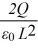 Consider two closely spaced and oppositely charged parallel metal plates.The plates are square with sides of length L and carry charges Q and -Q on their facing surfaces.What is the magnitude of the electric field in the region between the plates? A) E =   B) E =   C) E = 0 D) E =   E) E =  