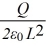 Consider two closely spaced and oppositely charged parallel metal plates.The plates are square with sides of length L and carry charges Q and -Q on their facing surfaces.What is the magnitude of the electric field in the region between the plates? A) E =   B) E =   C) E = 0 D) E =   E) E =  