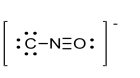  What is the formal charge of the  \underline{\text{ carbon }}   atom in the Lewis structure for isocyanate shown below?   A)  0 B)  (-2)  C)  +1 D)  (-1)  E)  -3 