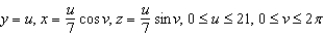 Write a set of parametric equations for the surface of revolution obtained by revolving the graph of the function about the given axis.   A)    B)    C)    D)    E)   