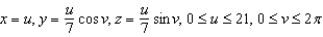 Write a set of parametric equations for the surface of revolution obtained by revolving the graph of the function about the given axis.   A)    B)    C)    D)    E)   
