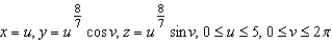 Write a set of parametric equations for the surface of revolution obtained by revolving the graph of the function   about the x-axis. A)    B)    C)    D)    E)   