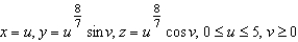 Write a set of parametric equations for the surface of revolution obtained by revolving the graph of the function   about the x-axis. A)    B)    C)    D)    E)   