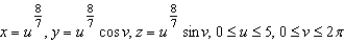Write a set of parametric equations for the surface of revolution obtained by revolving the graph of the function   about the x-axis. A)    B)    C)    D)    E)   