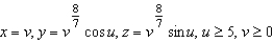 Write a set of parametric equations for the surface of revolution obtained by revolving the graph of the function   about the x-axis. A)    B)    C)    D)    E)   