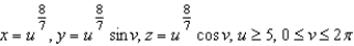 Write a set of parametric equations for the surface of revolution obtained by revolving the graph of the function   about the x-axis. A)    B)    C)    D)    E)   