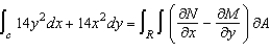 Verify Green's Theorem by evaluating both integrals   for the path C defined as the boundary of the region lying between the graphs of   and   . A)    B)    C)    D)    E)   