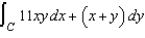 Use Green's Theorem to evaluate the integral   for the path C: boundary of the region lying between the graphs of   and   . A)    B)    C)    D)    E)   