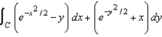 Use Green's Theorem to evaluate the line integral   where C is the boundary of the region lying between the graphs of the circle   and the ellipse   . A)    B)    C)    D)    E)   
