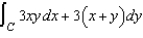 Use Green's Theorem to evaluate the integral   for C: boundary of the region lying between the graphs of   and   . A)    B)    C)    D)    E)   