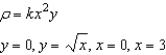Find the mass and moments of inertia of the lamina, of given density, bounded by the graphs of the equations given below and use them to find the radii of gyration about the axes.   A)    B)    C)    D)    E)   
