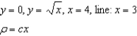 Set up and evaluate a double integral required to find the moment of inertia, I, about the given line, of the lamina bounded by the graphs of the following equations. Use a computer algebra system to evaluate the double integral.   A)    B)    C)    D)    E)   