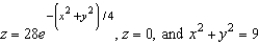 Determine the diameter of a hole that is drilled vertically through the center of the solid bounded by the graphs of the equations   if one-tenth of the volume of the solid is removed. Round your answer to four decimal places. A)  1.2245 B)  31.4490 C)  7.2245 D)  5.4490 E)  15.2245