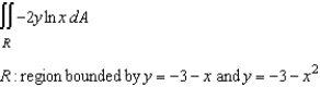 Set up an integral for both orders of integration, and use the more convenient order to evaluate the integral below over the region R..   A)    B)    C)    D)    E)   