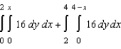 The area of a region R is given by the iterated integrals   . Switch the order of integration and show that both orders yield the same area. What is this area? A)  32 B)  1025 C)  64 D)  771 E)  63