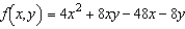 Find the absolute extrema of   on the region bounded by the square with vertices   A)  absolute minimum:   Absolute maximum:   B)  absolute minimum:   Absolute maximum:   C)  absolute minimum:   Absolute maximum:   D)  absolute minimum:   Absolute maximum:   E)  absolute minimum:   Absolute maximum:  
