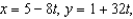 Find the point(s)  on the hyperboloid   where the tangent plane is perpendicular to the line with parametric equations   and   . A)    B)    C)    D)    E)   