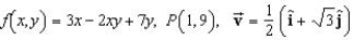 Find the directional derivative of the function at P in the direction of   .   A)    B)    C)    D)    E)   