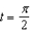 The parametric equations for the paths of two projectiles are given below. At what rate is the distance between the two objects changing at   ? Round your answer to two decimal places.   A)  0.86 B)  1.54 C)  0.58 D)  -1.73 E)  -0.65