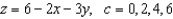 Describe the level curves of the function. Sketch the level curves for the given c-values.   A)    B)    C)    D)    E)   