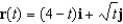 Sketch the curve represented by the vector-valued function   and give the orientation of the curve. A)    B)    C)    D)    E)   