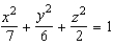 Identify the following quadric surface.   A)  hyperboloid of one sheet B)  elliptic cone C)  hyperboloid of two sheets D)  elliptic paraboloid E)  ellipsoid