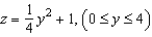 The top of a rubber bushing designed to absorb vibrations in an automobile is the surface of revolution generated by revolving the curve   in the yz-plane about the z-axis. Find an equation for the surface of revolution. A)    B)    C)    D)    E)   