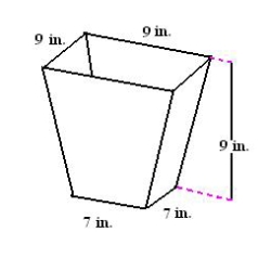 A chute at the top of a grain elevator of a combine funnels the grain into a bin (see figure) . Find the angle between two adjacent sides. Round your answer to one decimal place.   A)    B)    C)    D)    E)   
