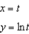 Sketch the curve represented by the parametric equations, and write the corresponding rectangular equation by eliminating the parameter.   A)      B)      C)      D)      E)     