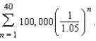 Suppose the winner of a $4,000,000 sweepstakes will be paid $100,000 per year for 40 years, starting a year from now. The money earns 5% interest per year. The present value of the winnings is   Compute the present value using the formula for the nth partial sum of a geometric series. Round your answer to two decimal places. A)  $6,852,274.09 B)  $1,959,646.05 C)  $4,568,182.73 D)  $1,246,221.03 E)  $1,715,908.64