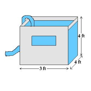 A tank with a base of 4 feet by 3 feet and a height of 4 feet is full of water. The water weighs 62.4 pounds per cubic foot. How much work is done in pumping water out over the top edge in order to empty half of the tank. Round your answer to one decimal place.   A)  499.2 ft-lb B)  748.8 ft-lb C)  5,990.4 ft-lb D)  1,996.8 ft-lb E)  1,497.6 ft-lb
