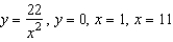 Use the disk or shell method to find the volume of the solid generated by revolving the region bounded by the graphs of the equations about the line   .   A)    B)    C)    D)    E)   
