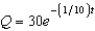 A 300-gallon tank is full of a solution containing 35 pounds of concentrate. Starting at time   distilled water is added to the tank at a rate of 30 gallons per minute, and the well-stirred solution is withdrawn at the same rate. Find the amount of concentrate Q in the solution as a function of t. A)    B)    C)    D)    E)   
