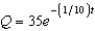 A 300-gallon tank is full of a solution containing 35 pounds of concentrate. Starting at time   distilled water is added to the tank at a rate of 30 gallons per minute, and the well-stirred solution is withdrawn at the same rate. Find the amount of concentrate Q in the solution as a function of t. A)    B)    C)    D)    E)   